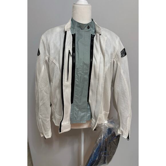 Joe Rockets Womens Motorcycle Racing L Mesh Velocity Jacket Pads White Gray New - Picture 1 of 12